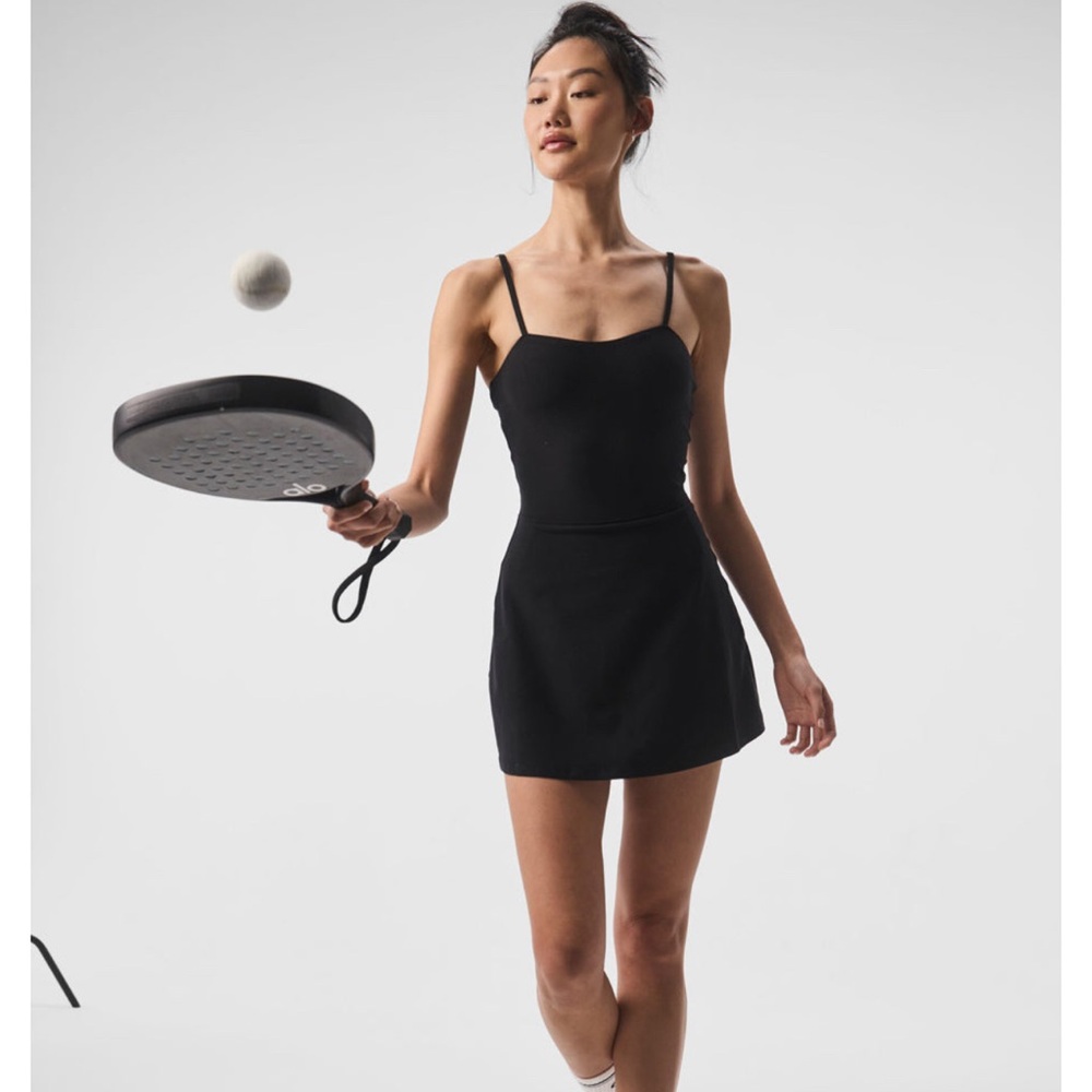 Alo Alosoft Courtside Tennis Dress in Black M